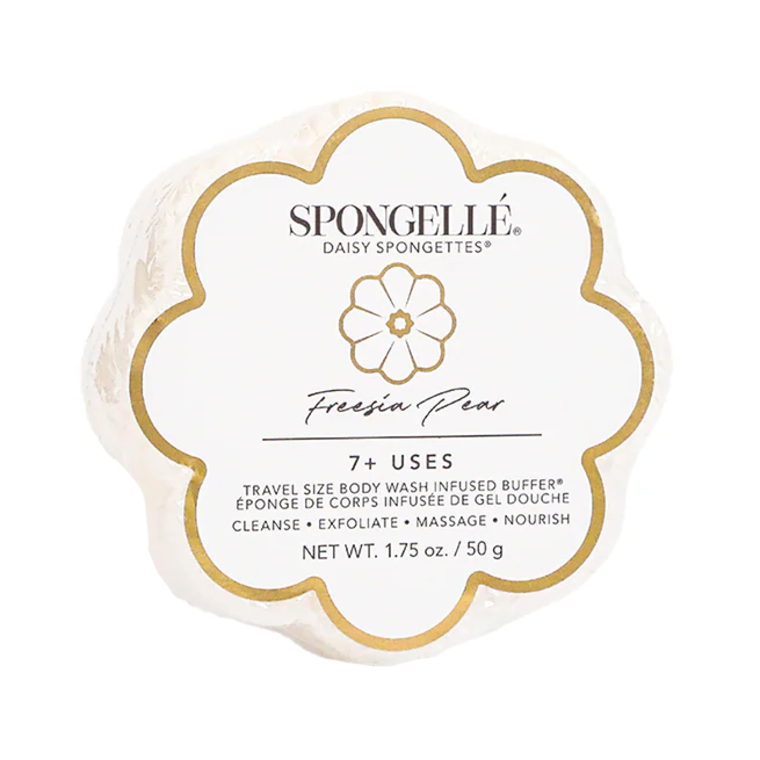 SPONGELLÉ Freesia Poire Spongette Loofah – emballage élégant, pratique pour le bain