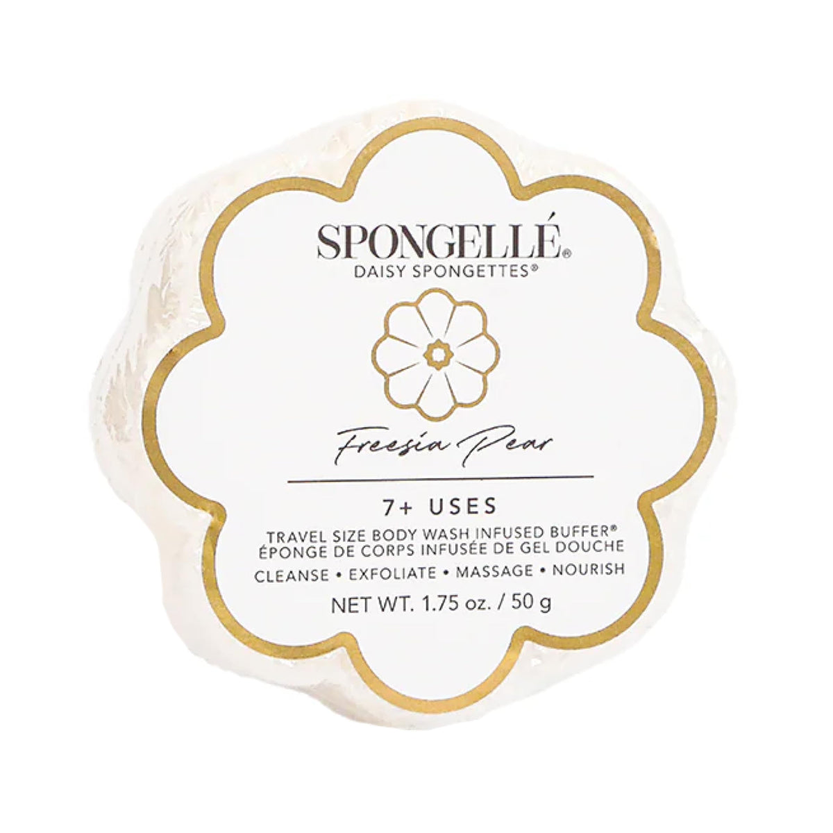 SPONGELLÉ Freesia Poire Spongette Loofah – emballage élégant, pratique pour le bain