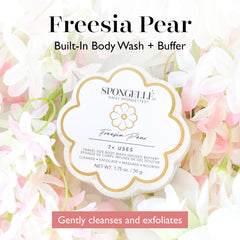 SPONGELLÉ Freesia Poire Spongette Loofah – mousse intégrée pour un lavage tout-en-un