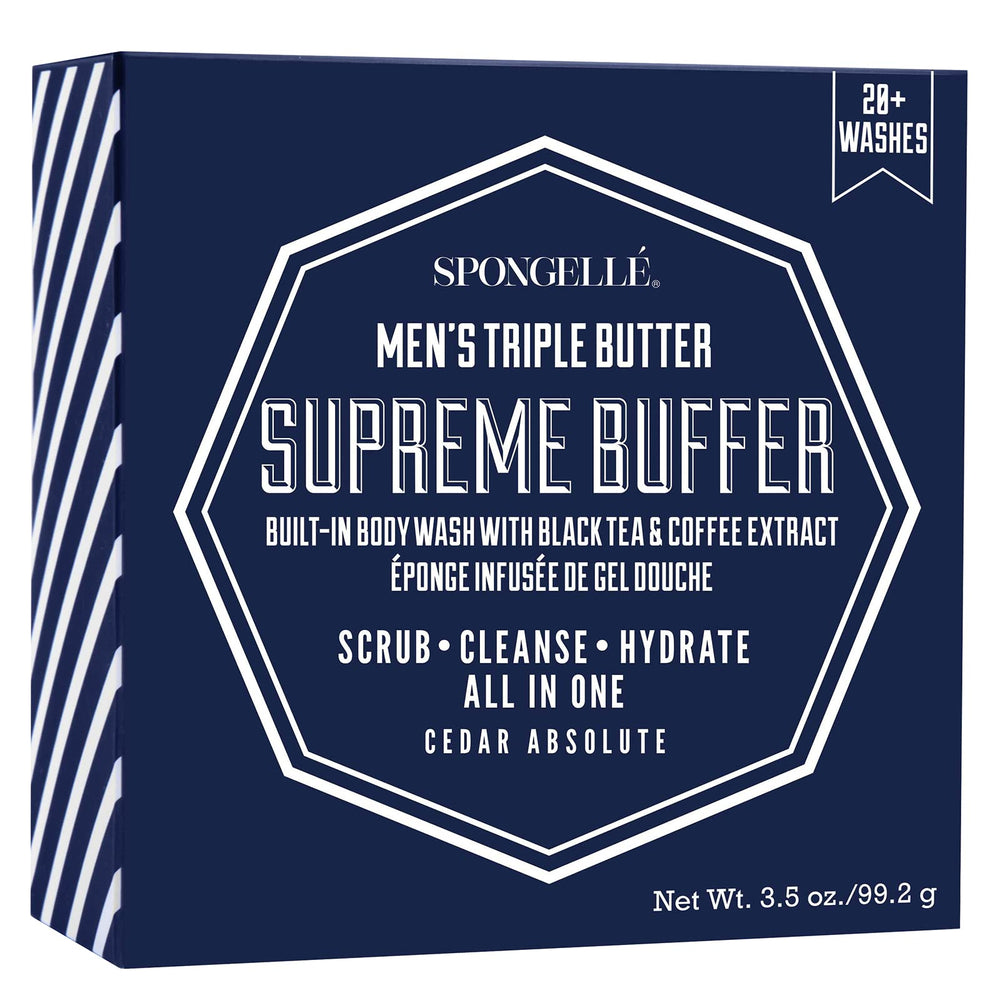 SPONGELLÉ Homme Buffer Cedar Absolute – texture exfoliante purifie et hydrate la peau sous la douche