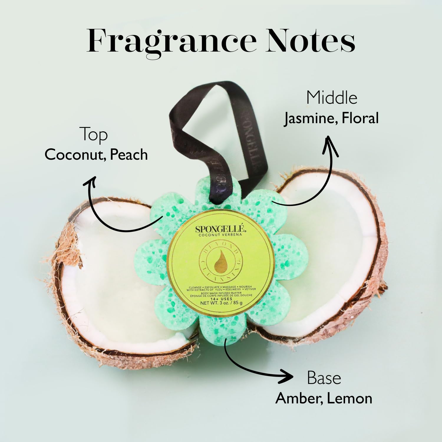SPONGELLÉ Infusion coco-verveine: peau douce grâce à l'extrait coco-verveine.
