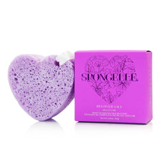 Spongellé Lily Heart Buffer exfoliating sponge for salon-like foot care at home.