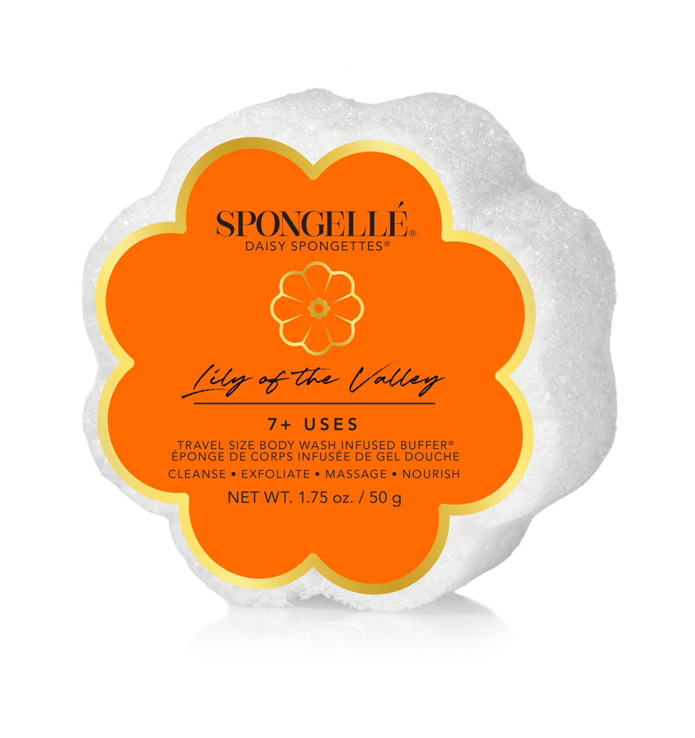 SPONGELLÉ Muguet-Jasmin : gommage corporel infusé parfumé pour nourrir la peau.