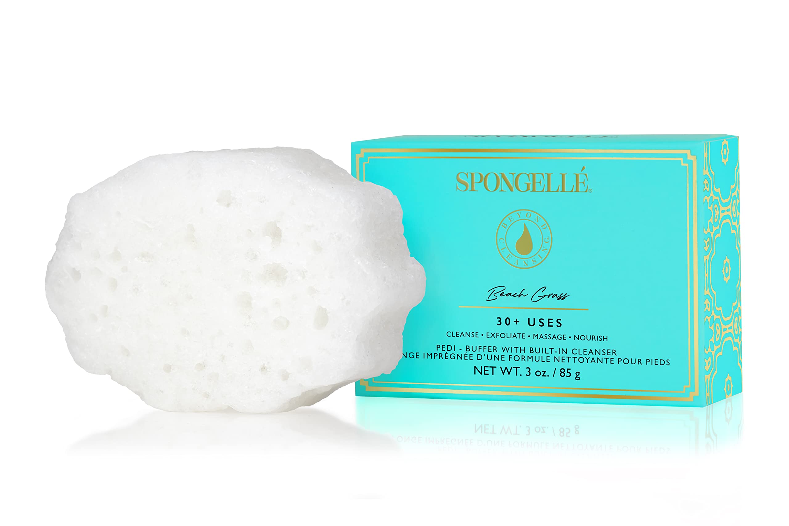 SPONGELLÉ Pedi-Buffer Herbe de plage nettoie et rafraîchit vos pieds.