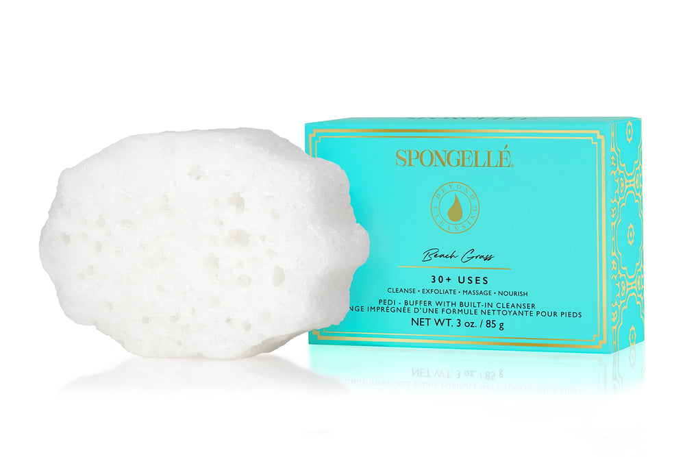 SPONGELLÉ Pedi-Buffer Herbe de plage nettoie et rafraîchit vos pieds.