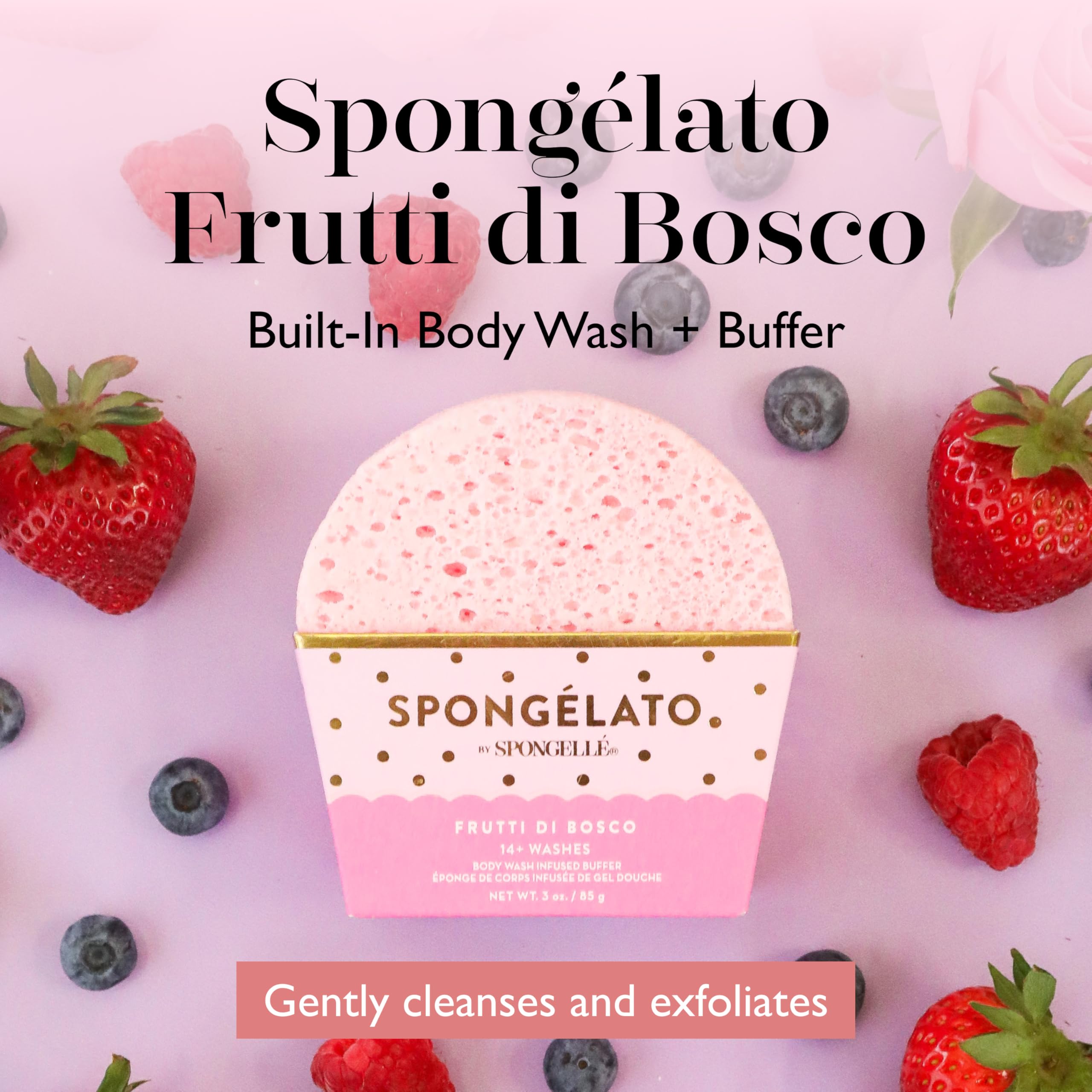 SPONGELLÉ Spongelato loofah Limone delivers bright citrus aroma during showers.