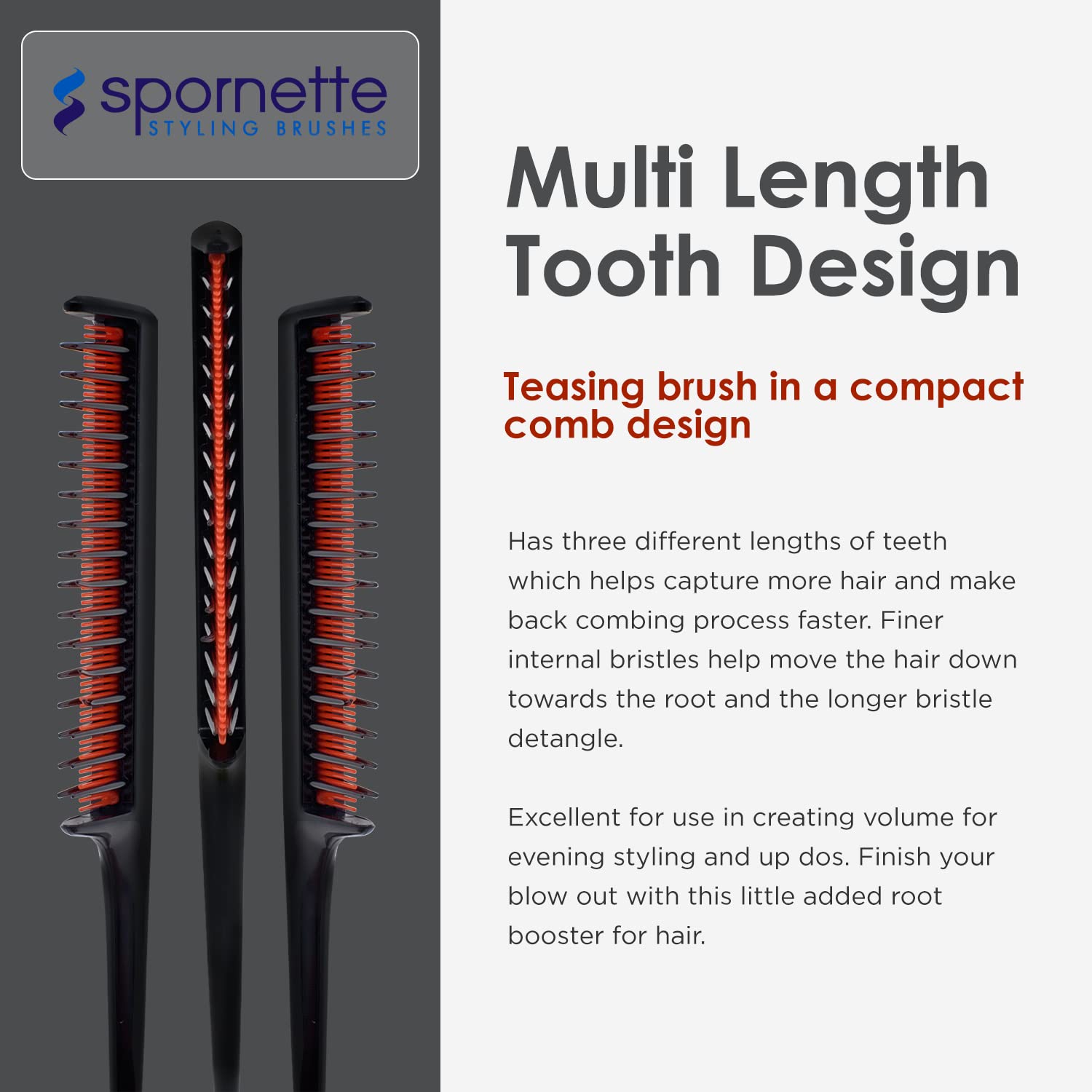 SPORNETTE Little Wonder utilise des dents multiples pour saisir les cheveux et gagner du temps.