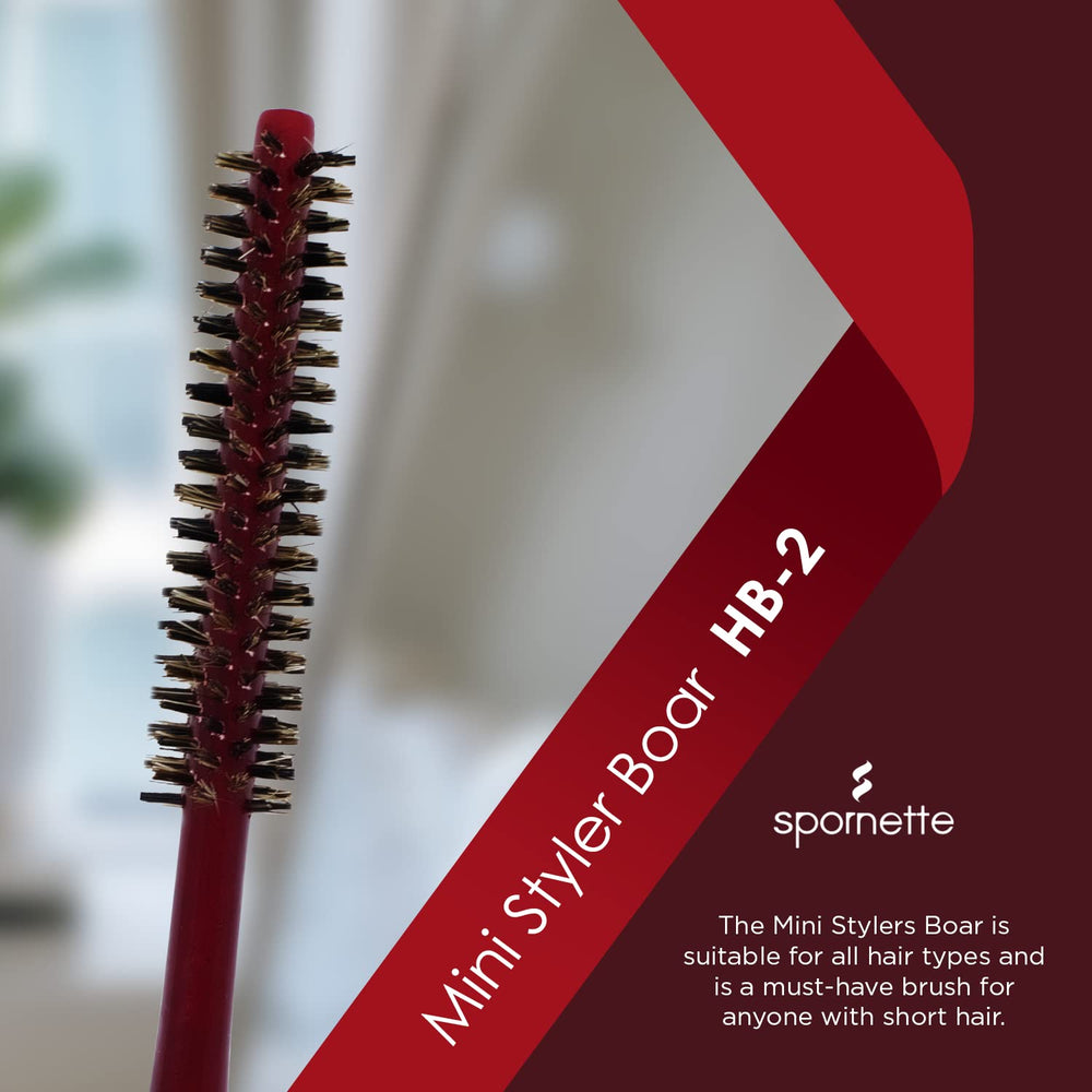 Spornette Mini brosse ronde, barillet 0,75 pouce, coiffage précis des zones délicates