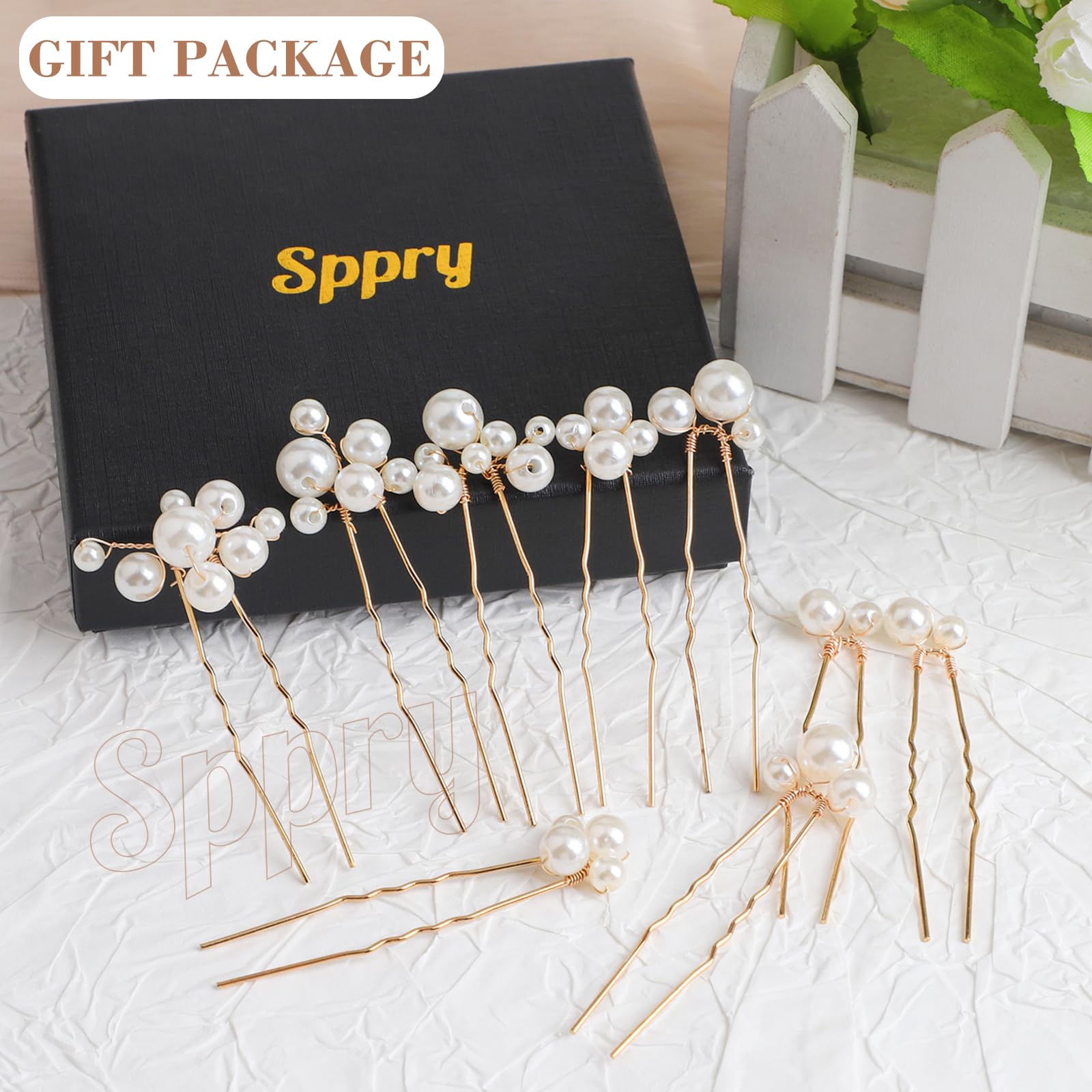 Sppry boite-cadeau-pinces-cheveux-perles-or, emballage prêt à offrir.