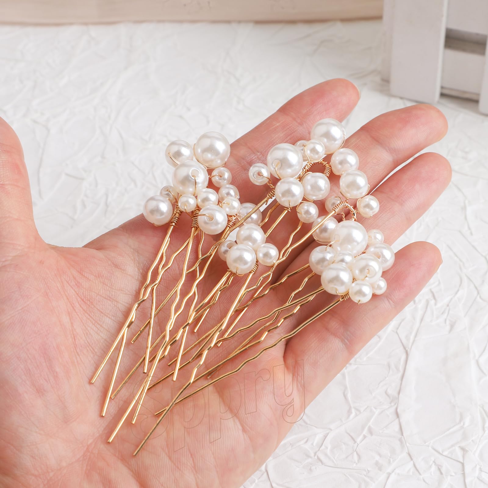 Sppry epingle-cheveux-perles-or-demi-queue, convient pour demi-queue romantique.