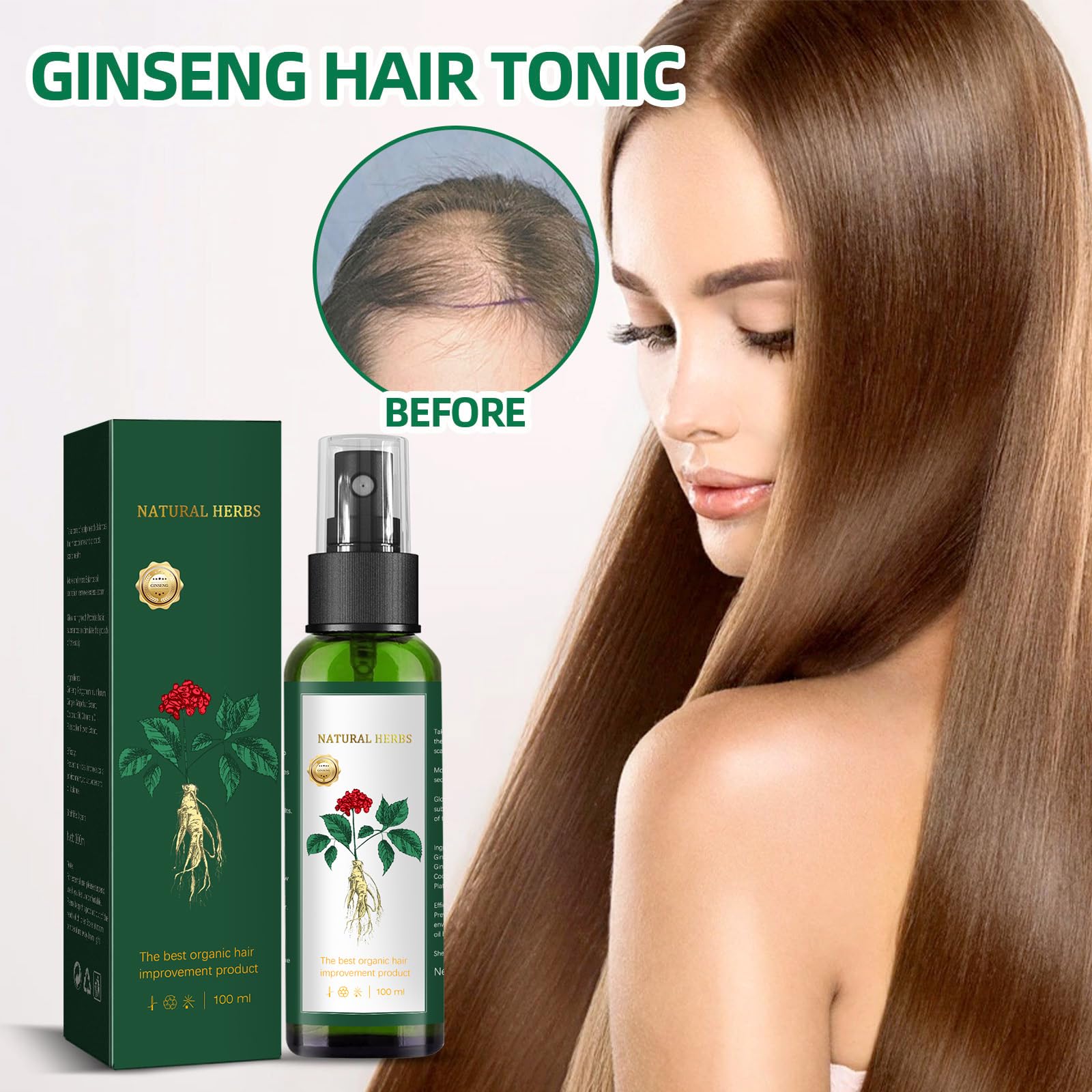 Spray Croissance Cheveux Ginseng Gingembre — résultats possibles avec une routine régulière.
