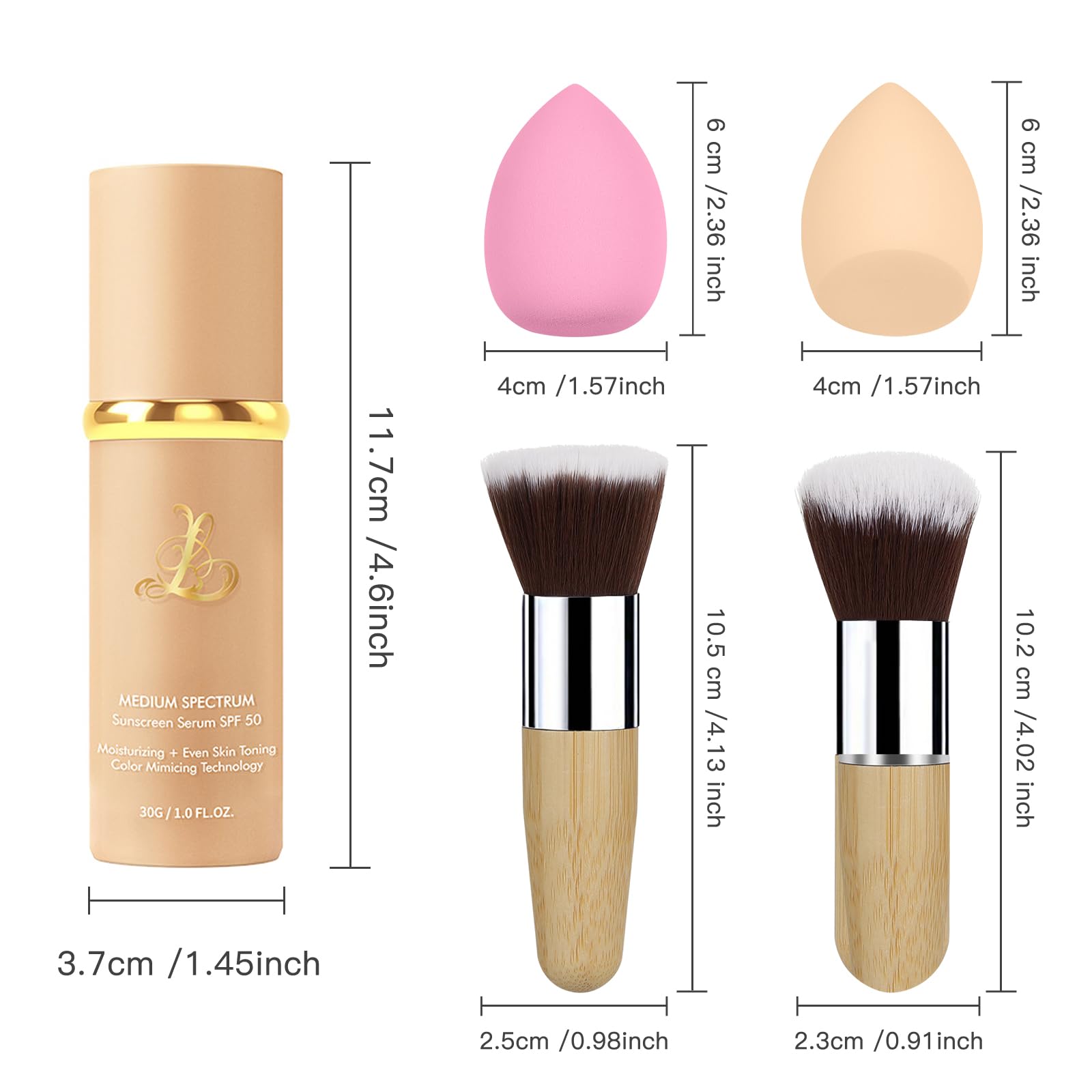 SPRINGSKY Match Foundation 4-en-1: pinceaux inclus pour un rendu naturel et précis.