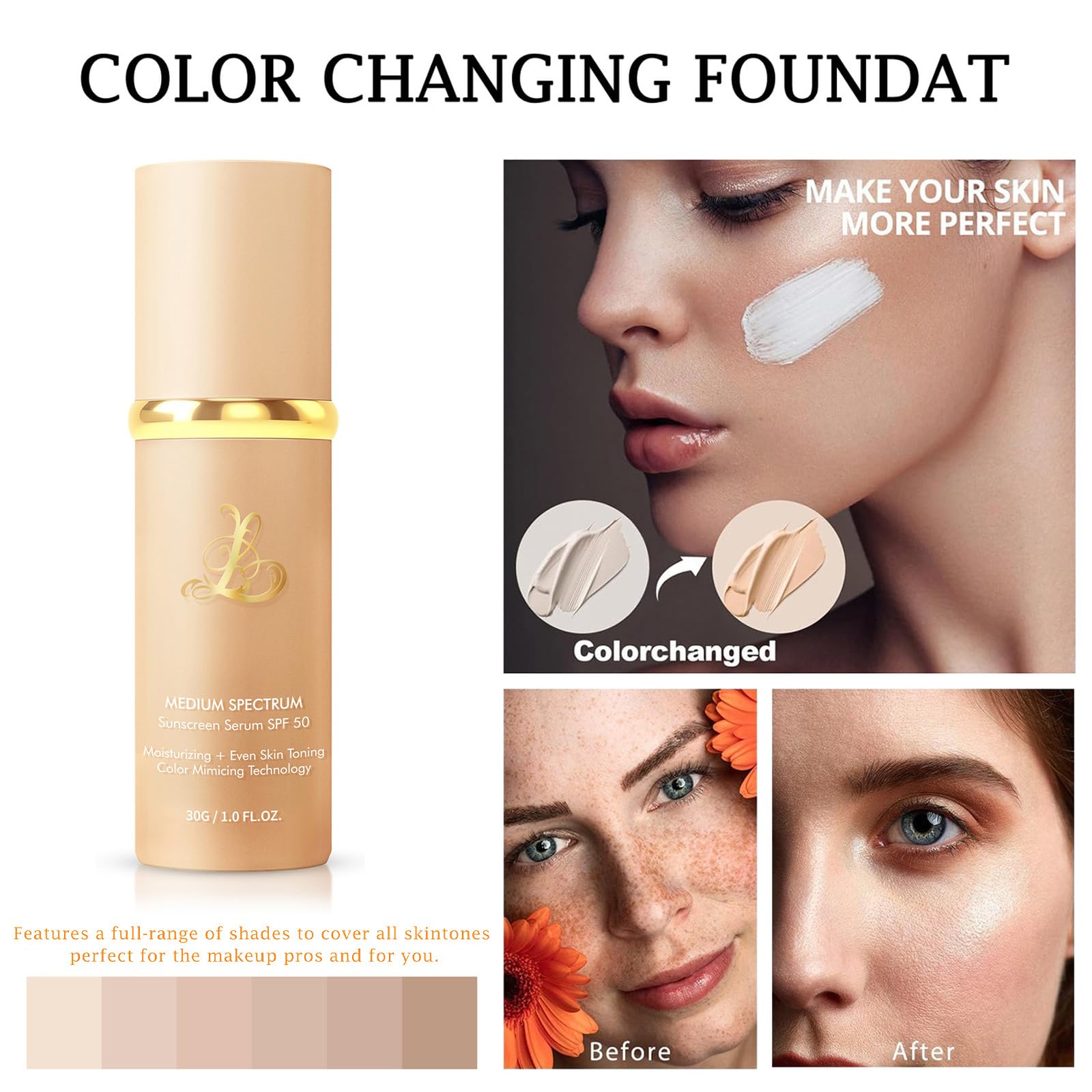 SPRINGSKY Match Foundation 4-en-1: texture légère qui habille la peau sans effet lourd.