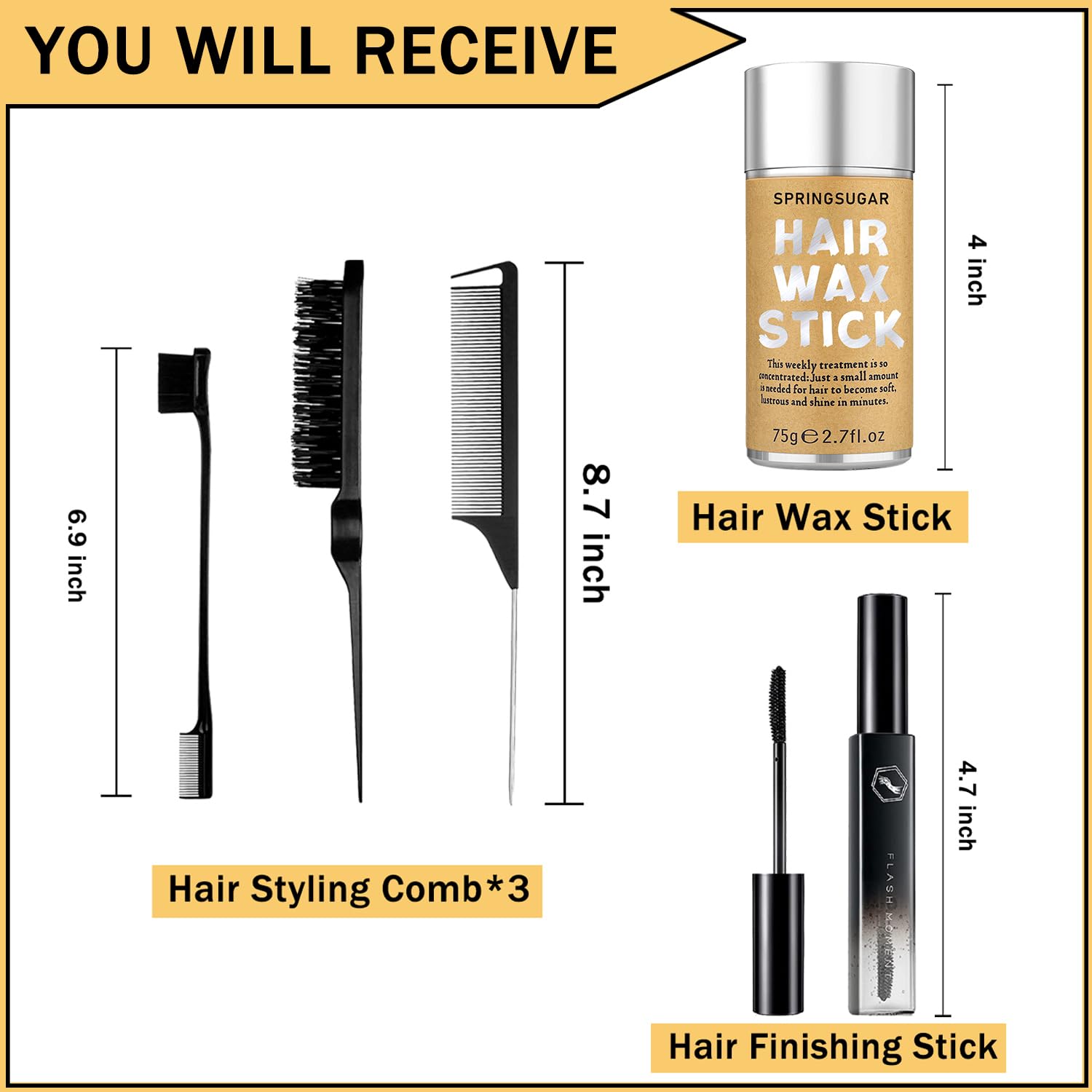 SPRINGSUGAR bâton cire cheveux – définition précise des contours pour un look soigné.