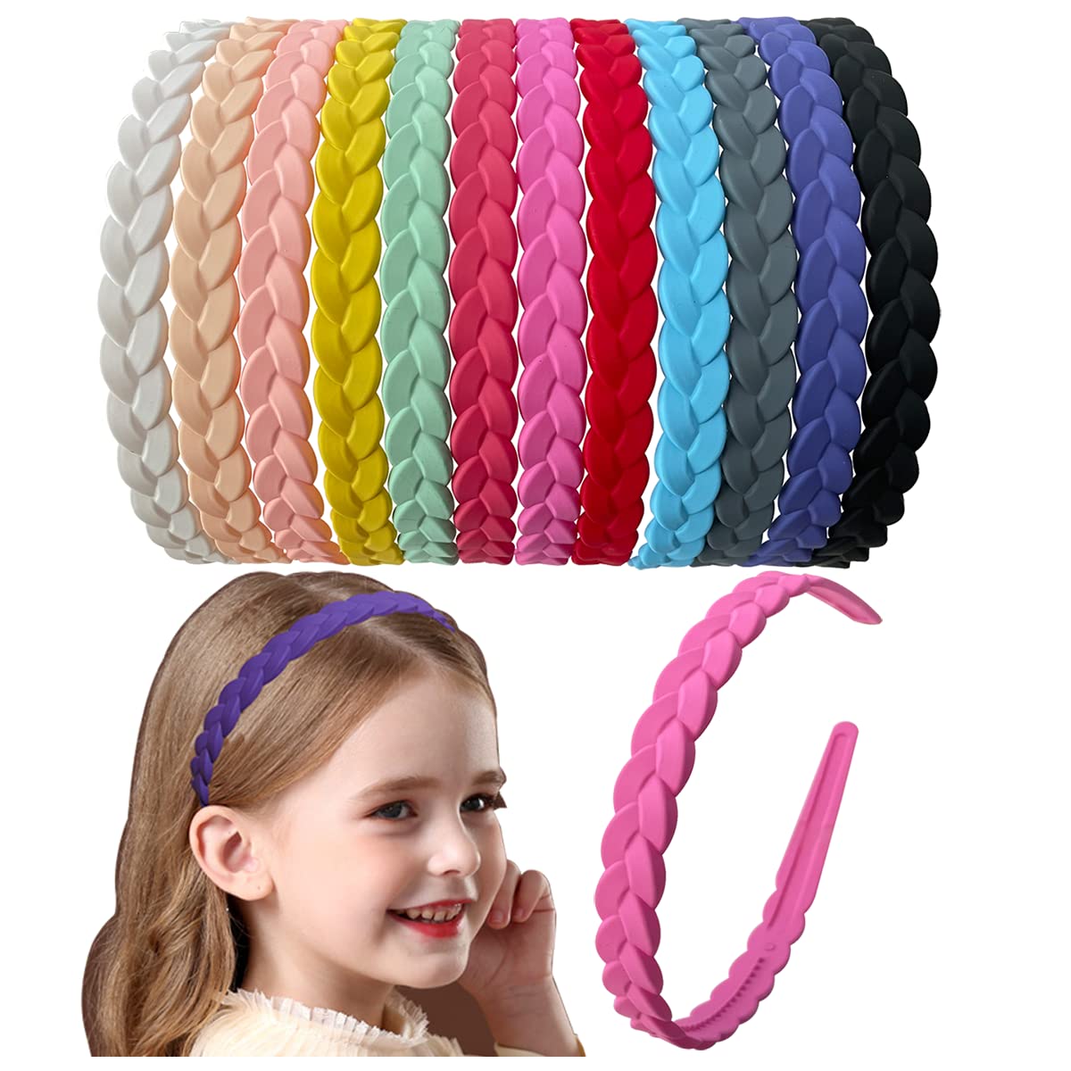 Springtime bandes-cheveux colorées 12mm pour filles, maintien léger et pratique.