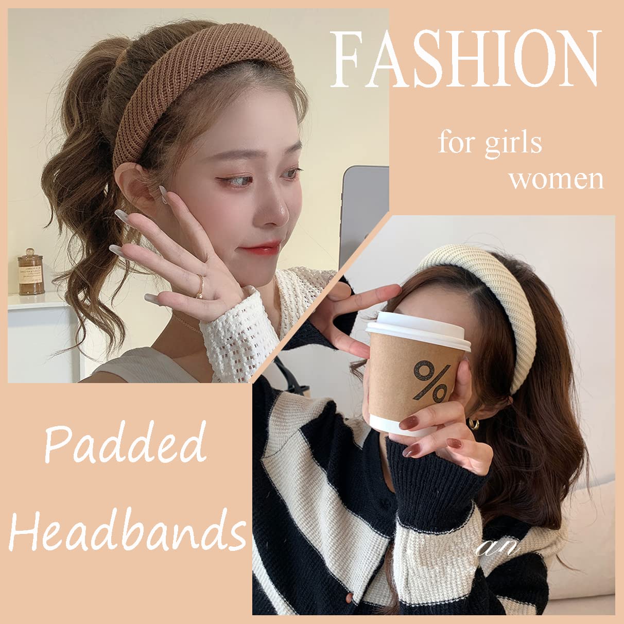 Springtime bandeau tricoté marron, utilisation quotidienne qui tient en place.