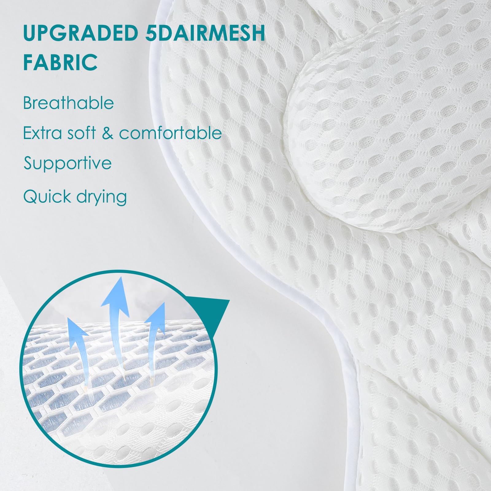 Oreiller SQLHM taille standard adapté à la plupart des baignoires.