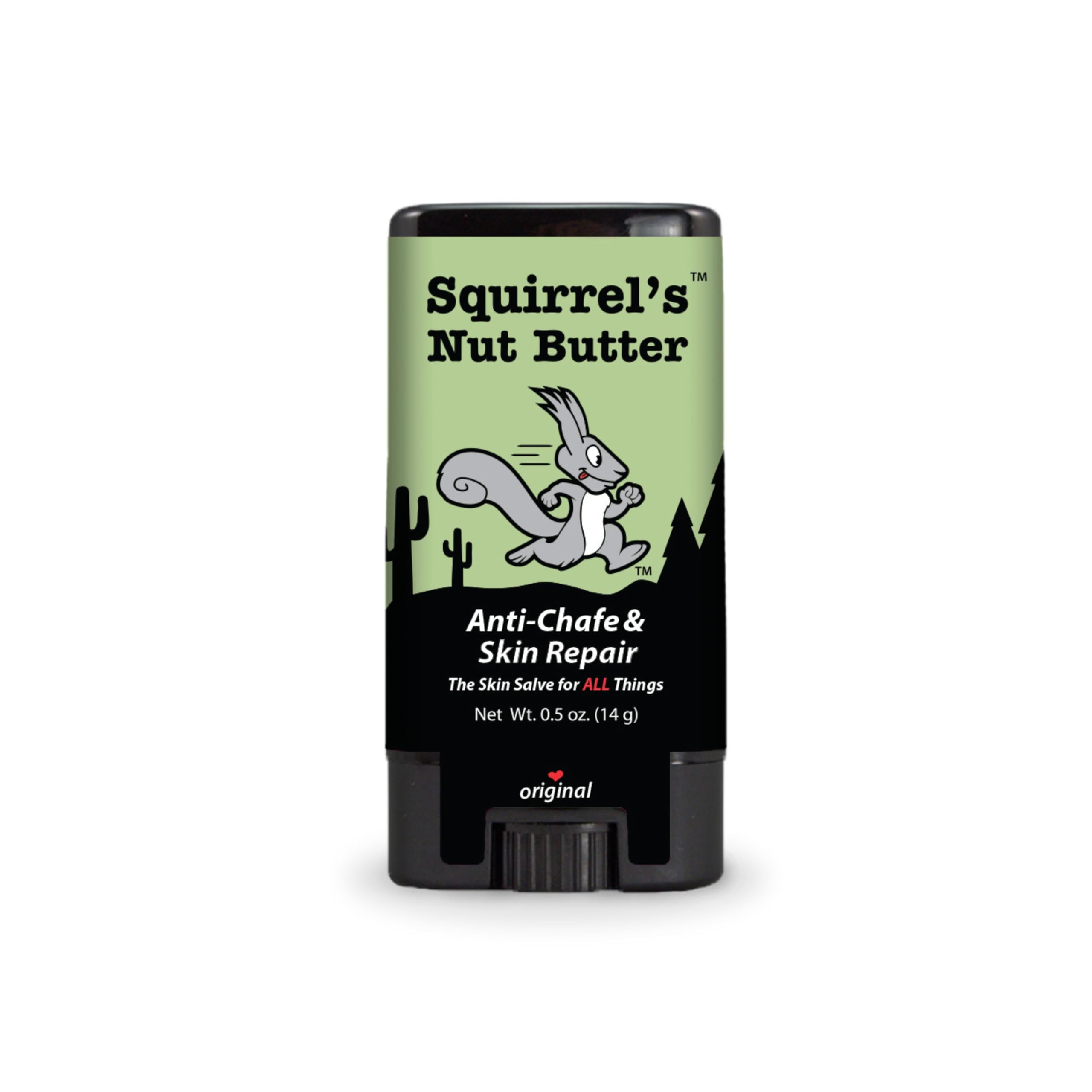 Squirrel's Nut Butter stick anti-frottement en voyage protégeant la peau des frottements pendant les déplacements.