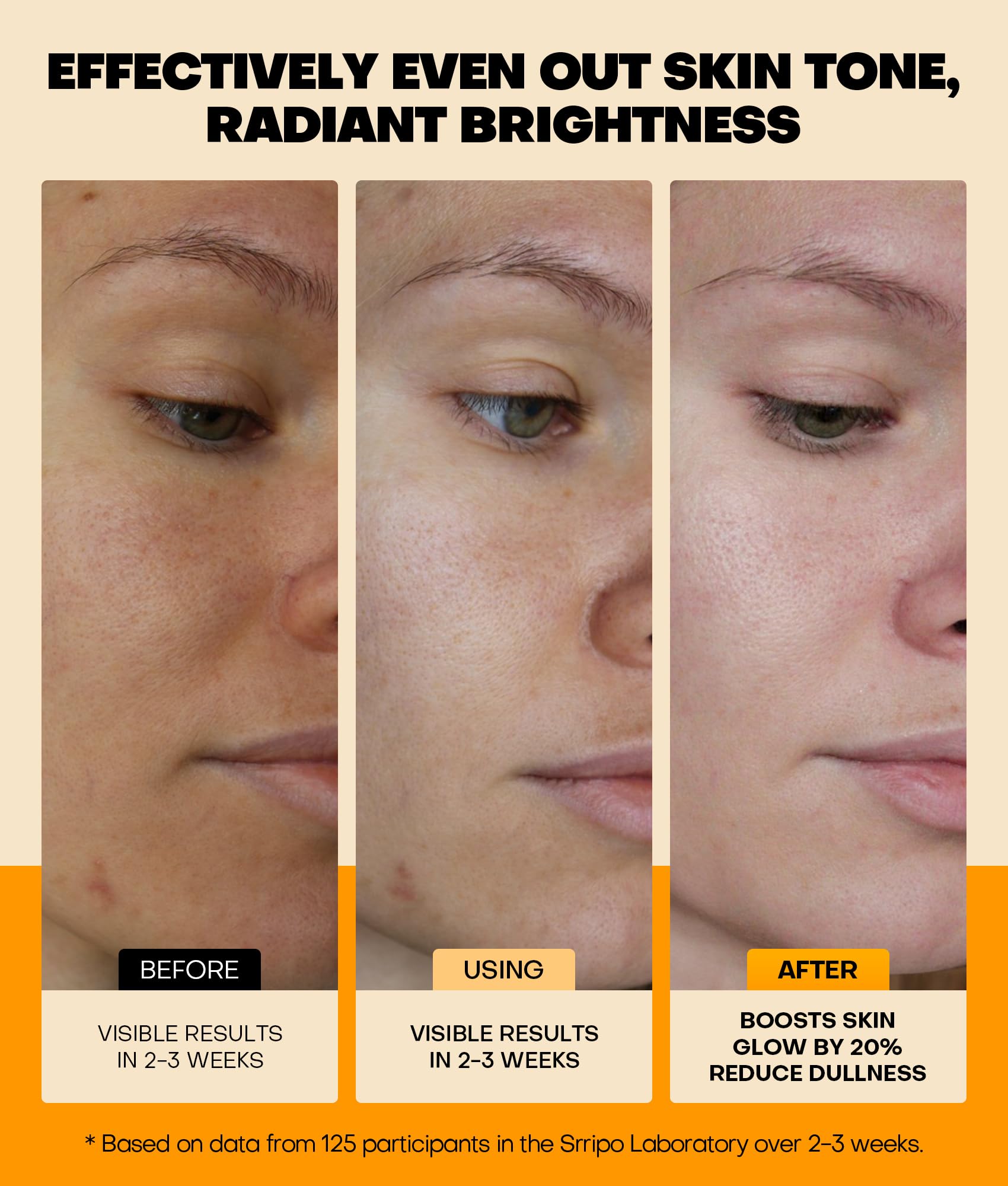 Srripo Sérum vitamine C 20% texture liquide légère et non collante.