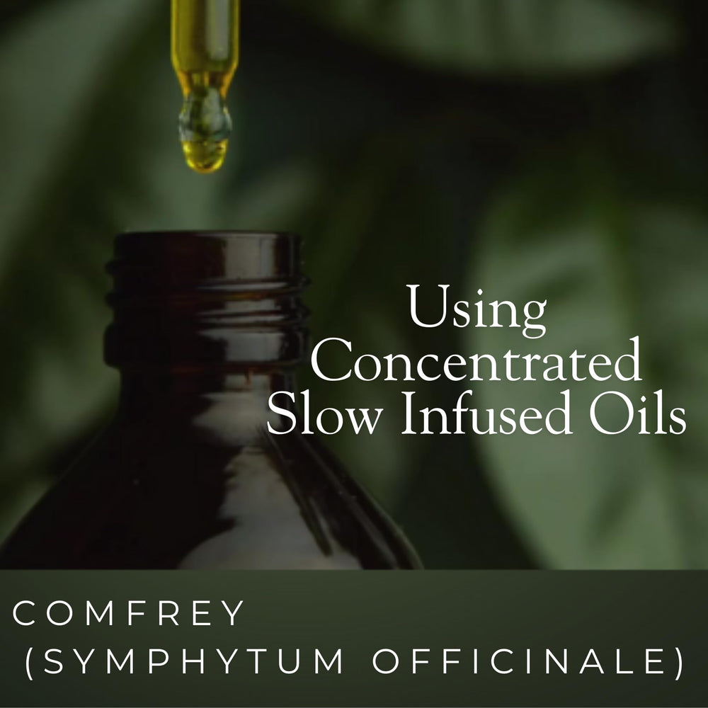 Huile de comfrey SSF Organics infusée lente, texture riche pour massage.