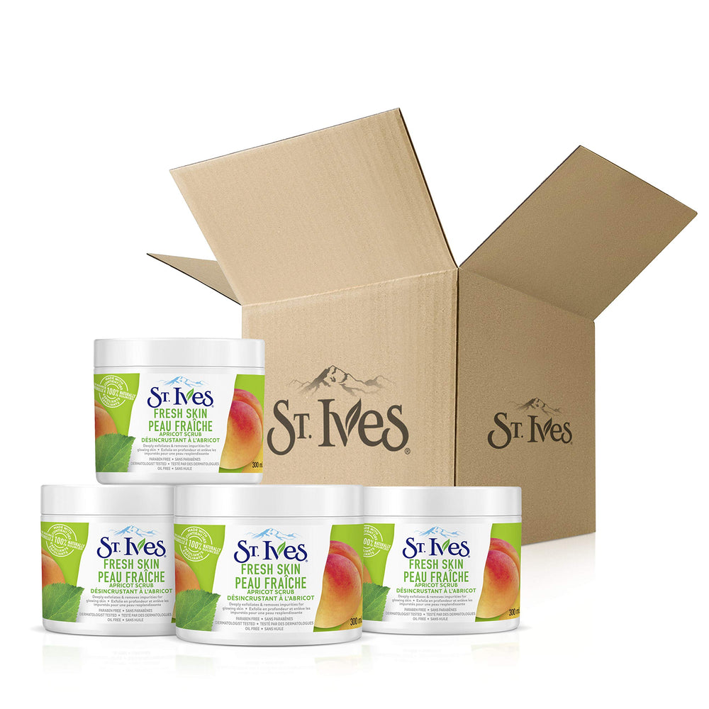 St. Ives Fresh Skin Scrub action purifiante et rafraichissante sur la peau.