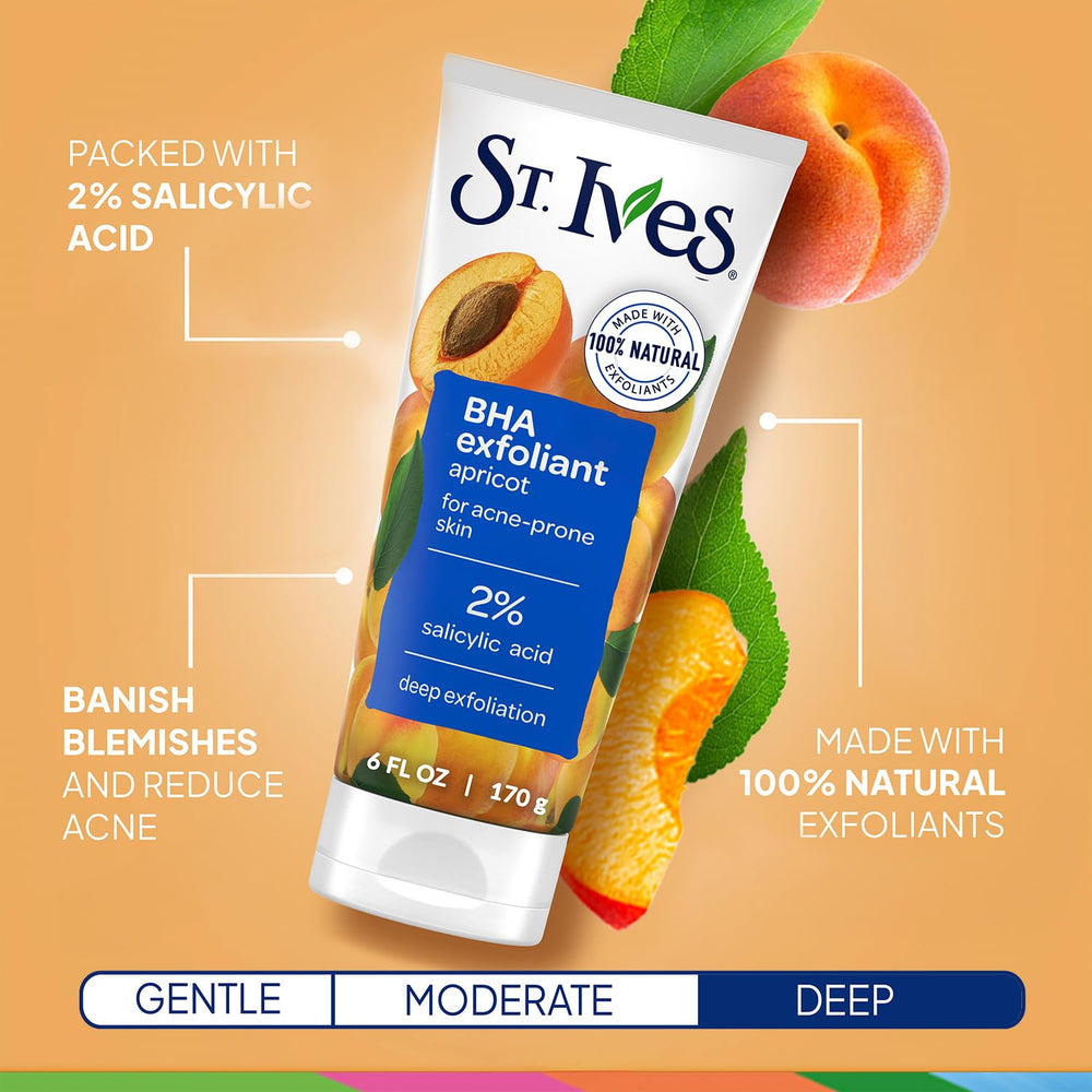 Gommage visage St. Ives Thé Vert et Bambou: exfoliation efficace et fraîcheur.
