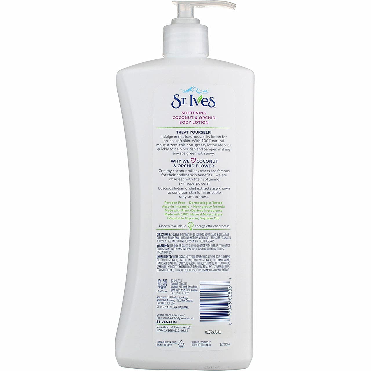 Lotion St. Ives coco orchidée, extrait naturel nourrissant pour la peau.
