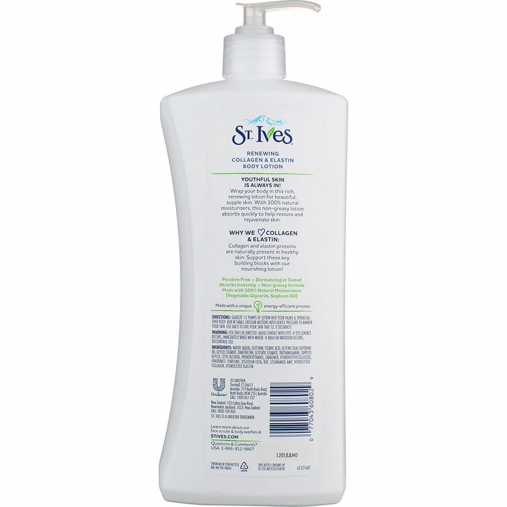 Application rapide et non grasse de la lotion St. Ives sur peau