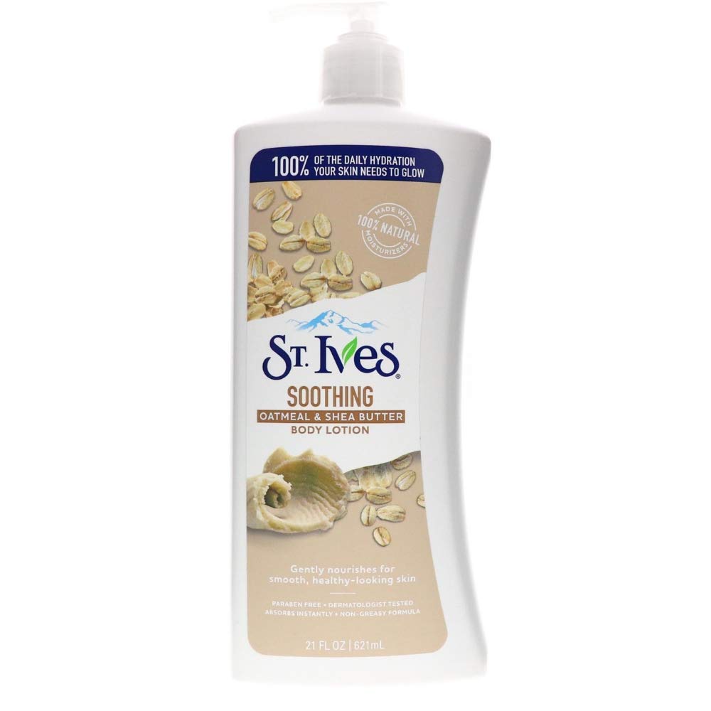 Lait corporel St. Ives avoine-karité, hydratation nourrissante.