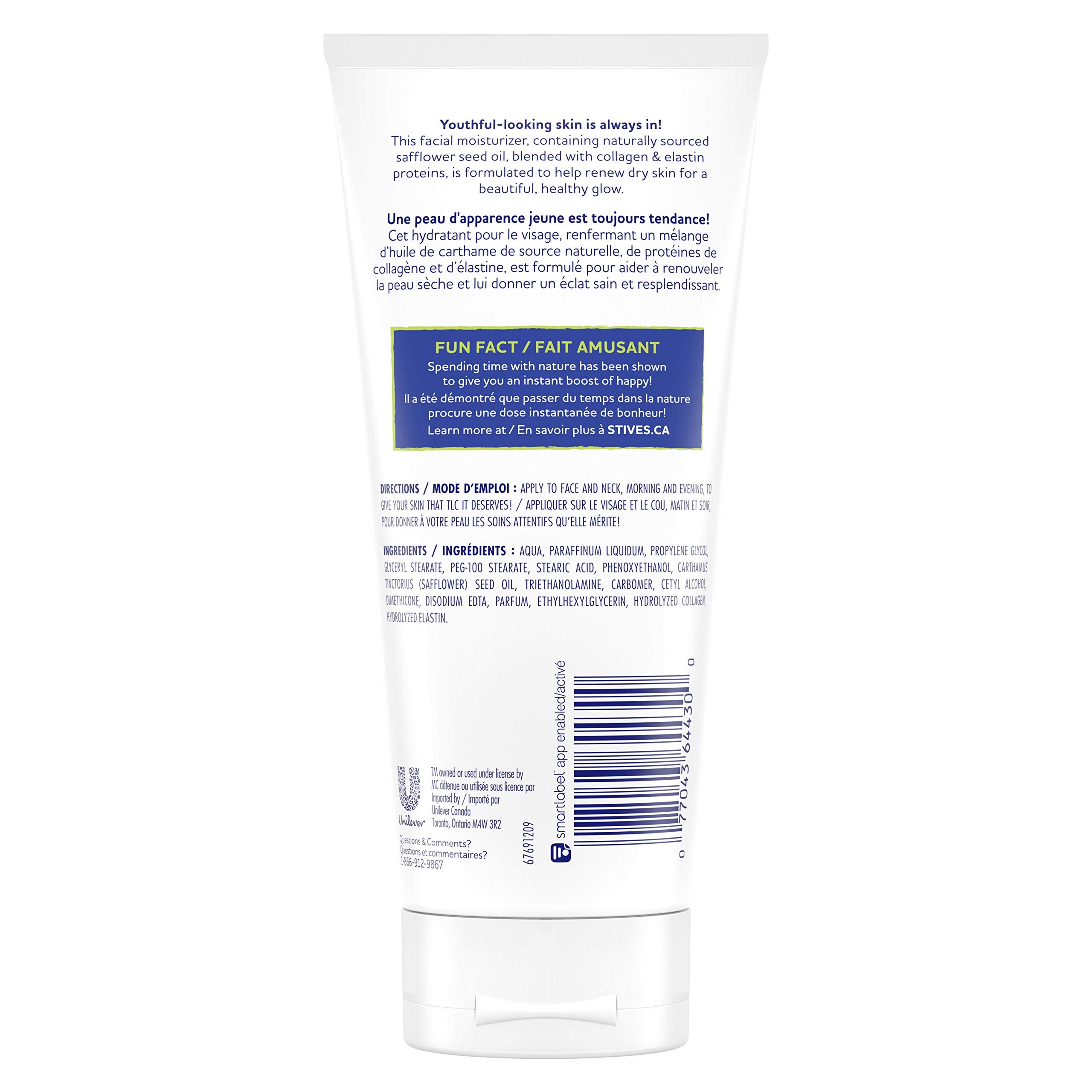 Huile de carthame naturelle intégrée dans St. Ives Collagen Elastin.