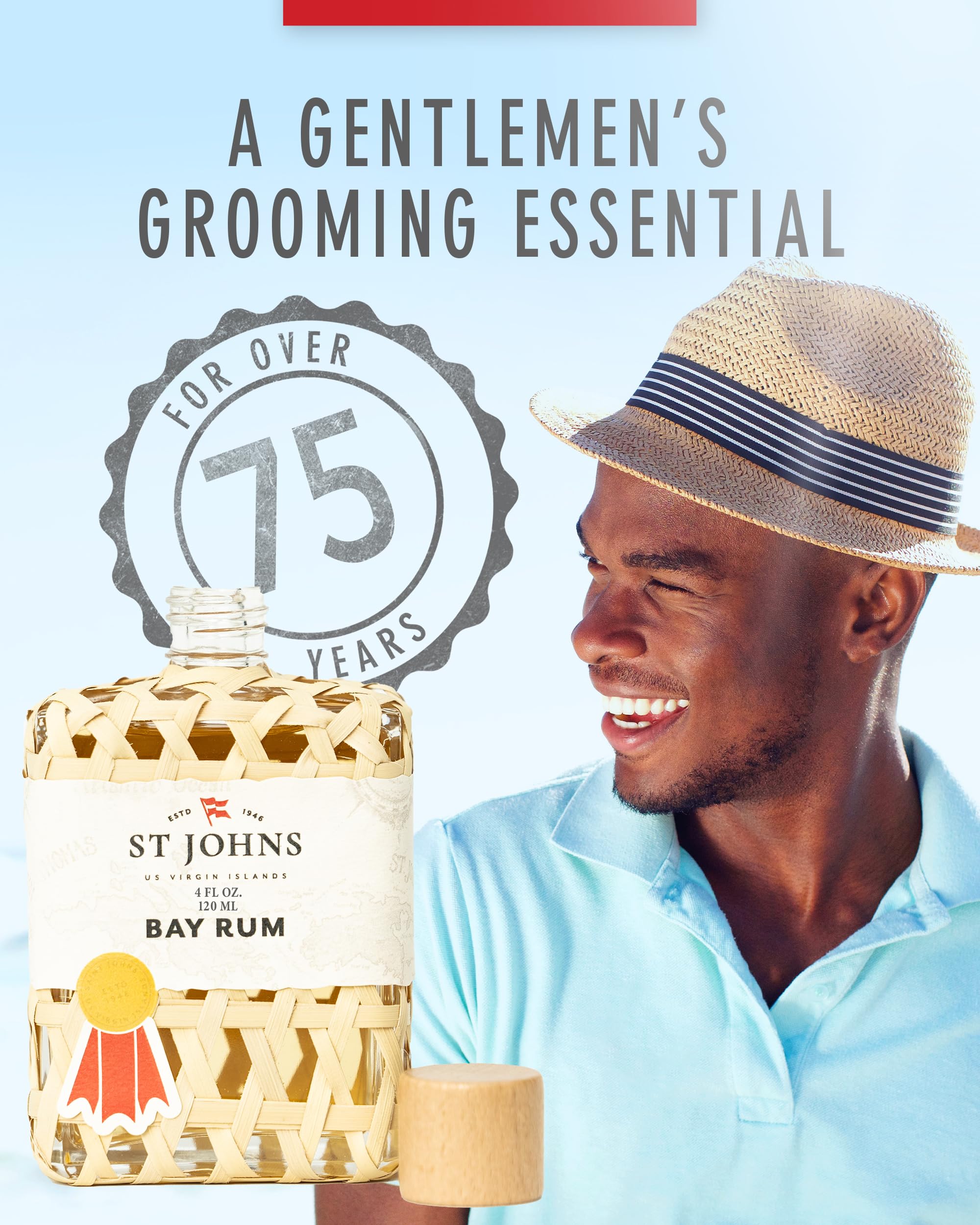 Ambiance insulaire Saint-Thomas et parfum masculin de St. John Bay Rum.