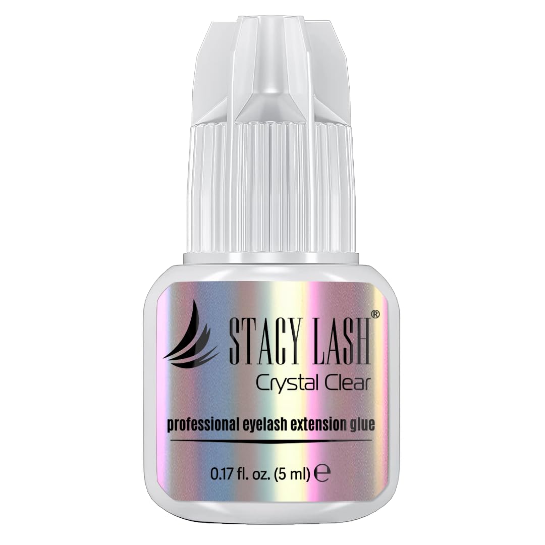 Bouteille STACY LASH Crystal Clear, adhésif transparent pour extensions.