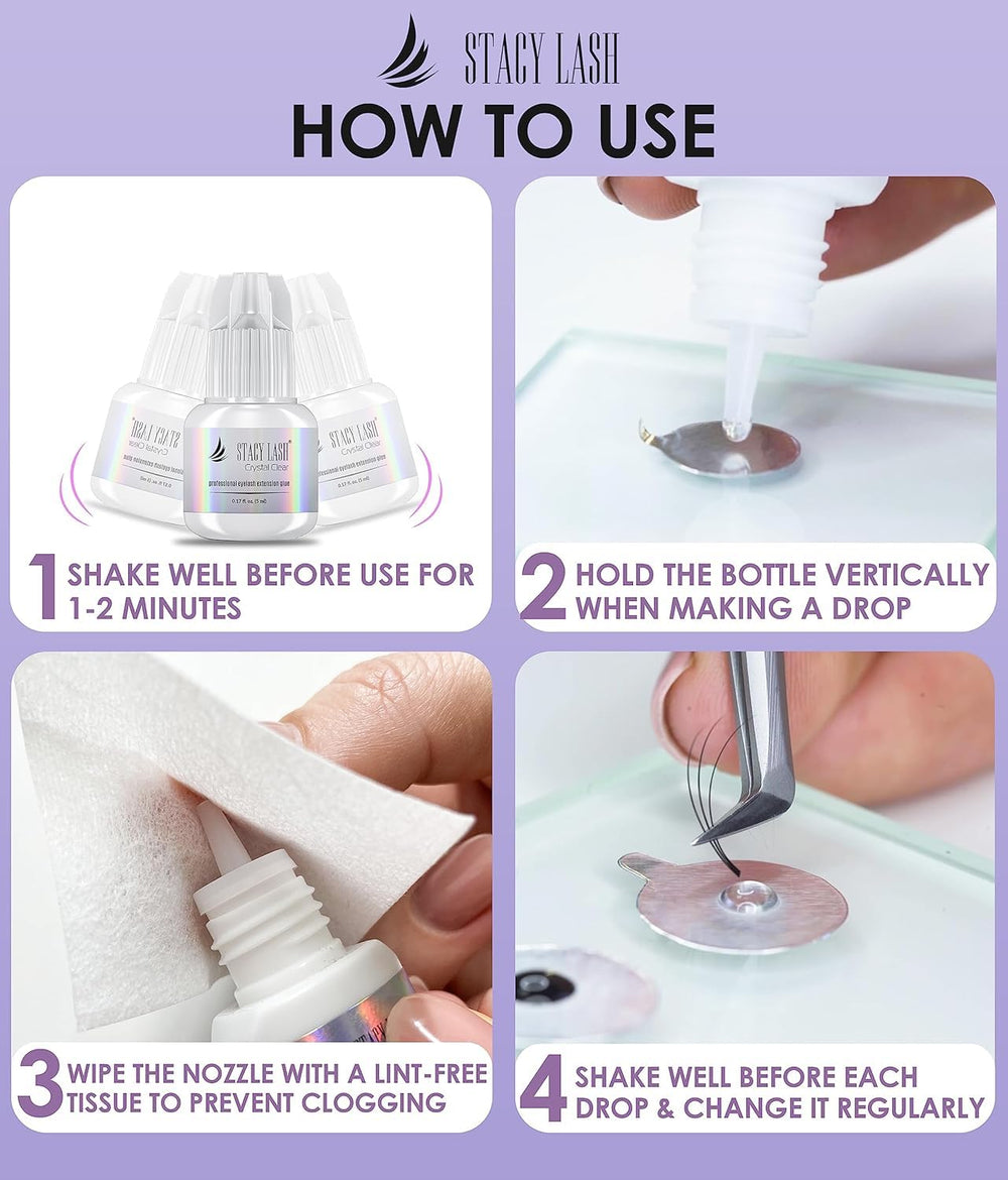 Utilisation en salon professionnel avec STACY LASH Crystal Clear.