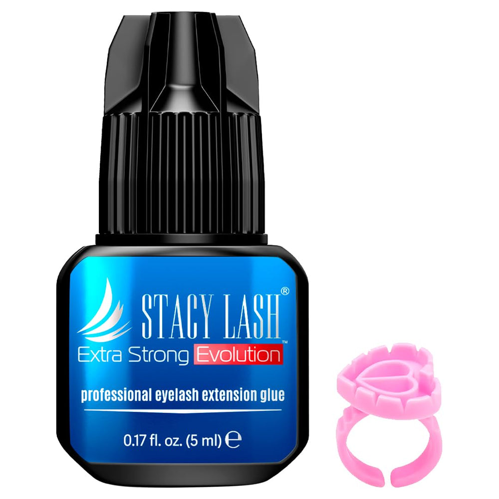 STACY LASH Evolution – Adhésif cils, fiole noire, application précise.