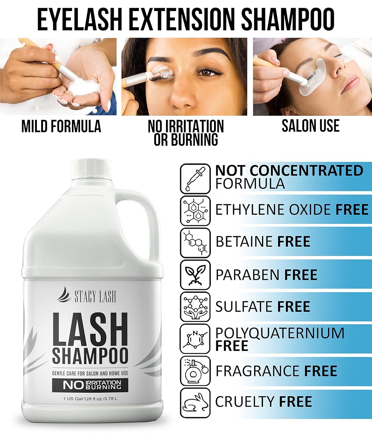 STACY LASH Shampooing: pretreatment-apres-soin efficace pour extensions
