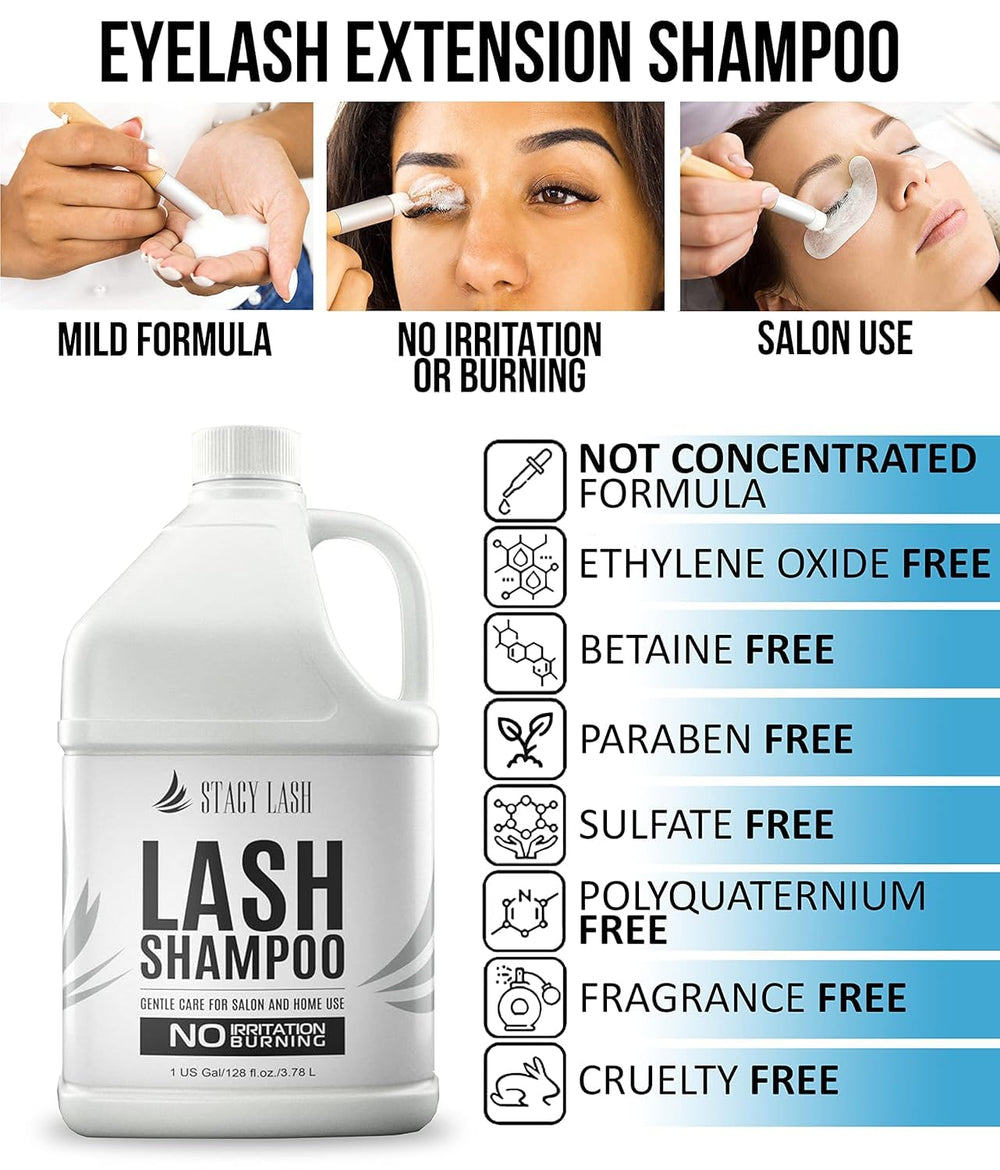 STACY LASH Shampooing: pretreatment-apres-soin efficace pour extensions