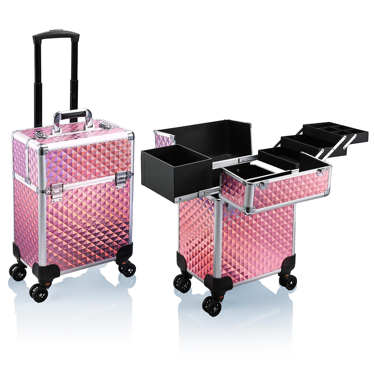 Stagiant coffret maquillage roulant en exterieur, rangement pratique pour déplacements professionnels