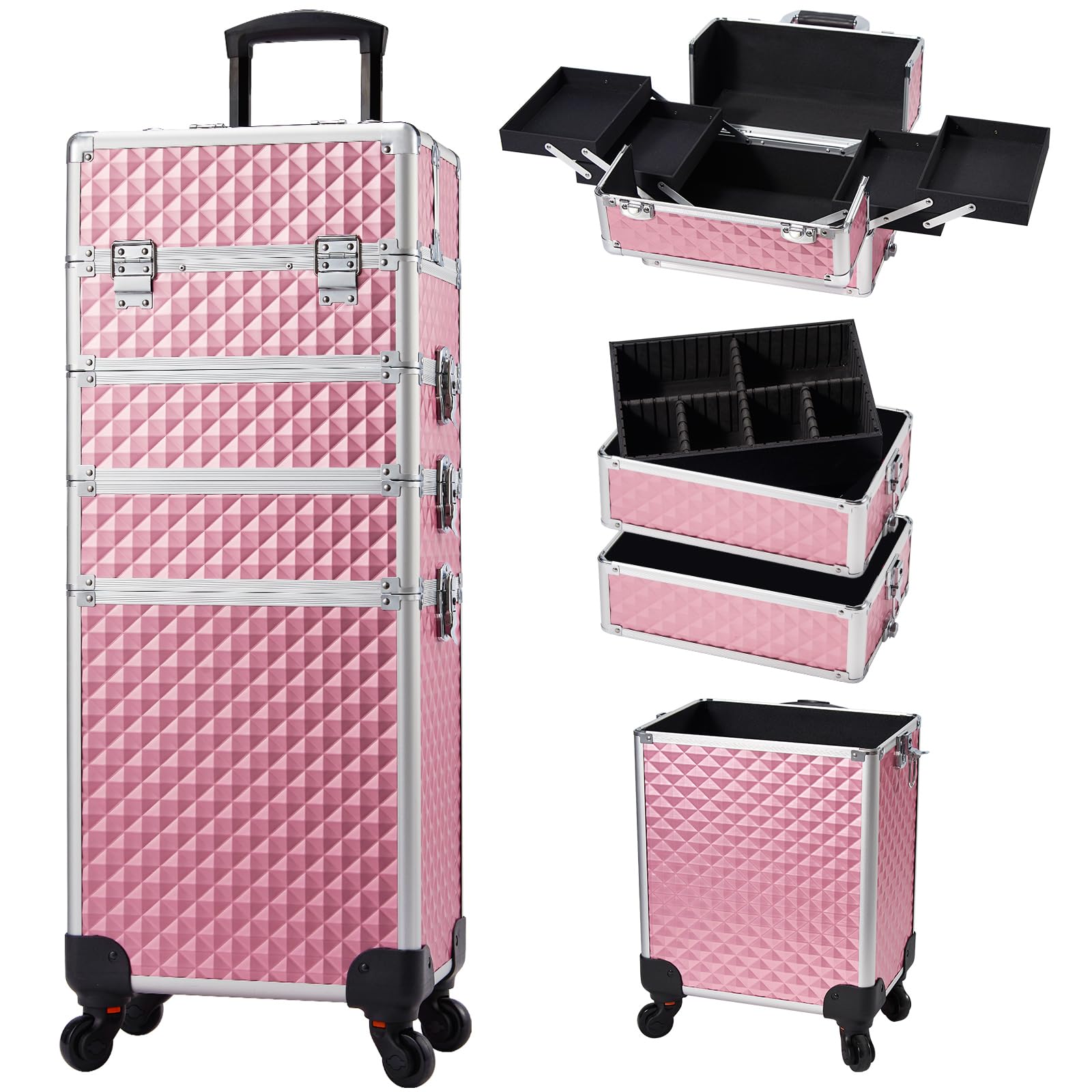 Coffret maquillage Stagiant sur roues pour déplacements faciles lors d’événements.
