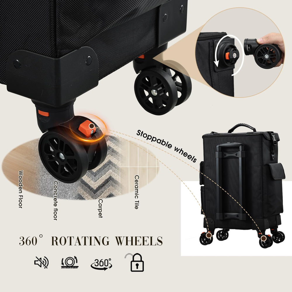 Roues arrière verrouillables Stagiant pour stabilité accrue en utilisation.