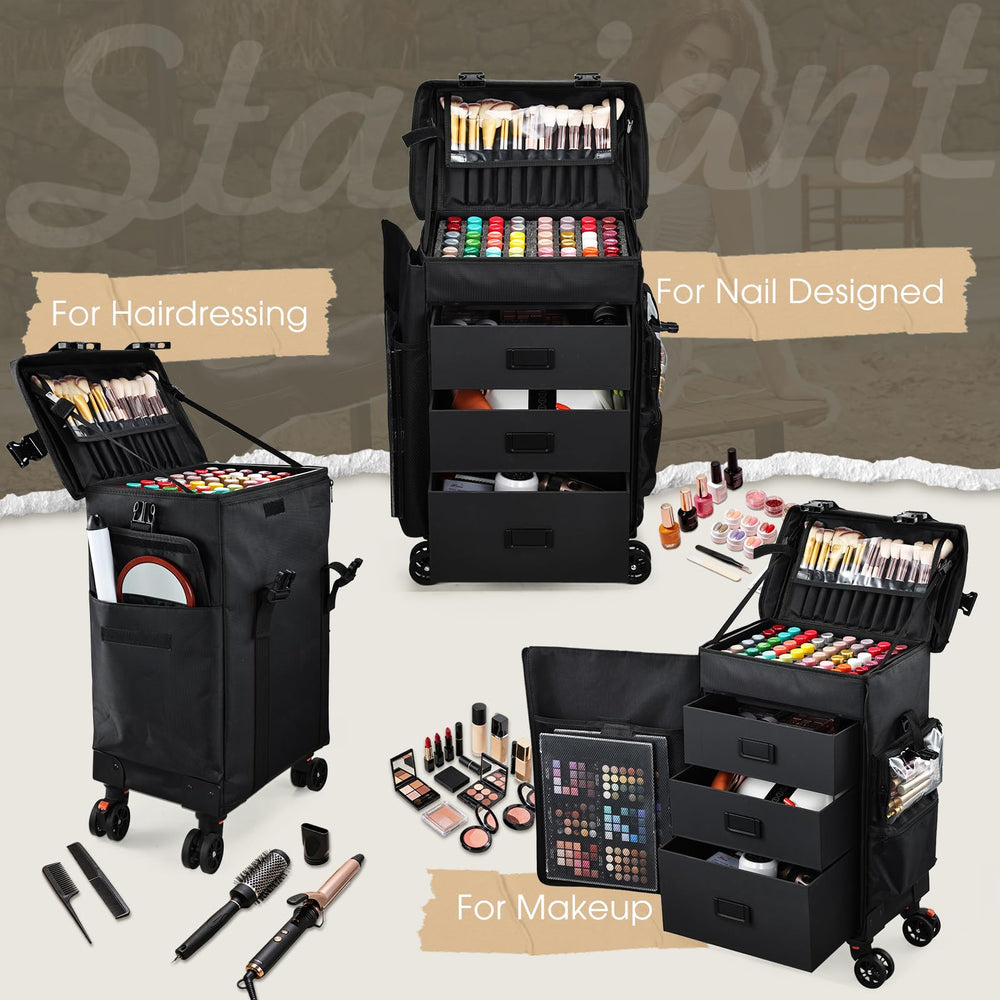 Tiroirs amovibles spacieux Stagiant pour palettes et outils de maquillage.
