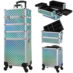 Stagiant Trousse Maquillage sur Roulettes bleu eau, 4-en-1 pour les déplacements