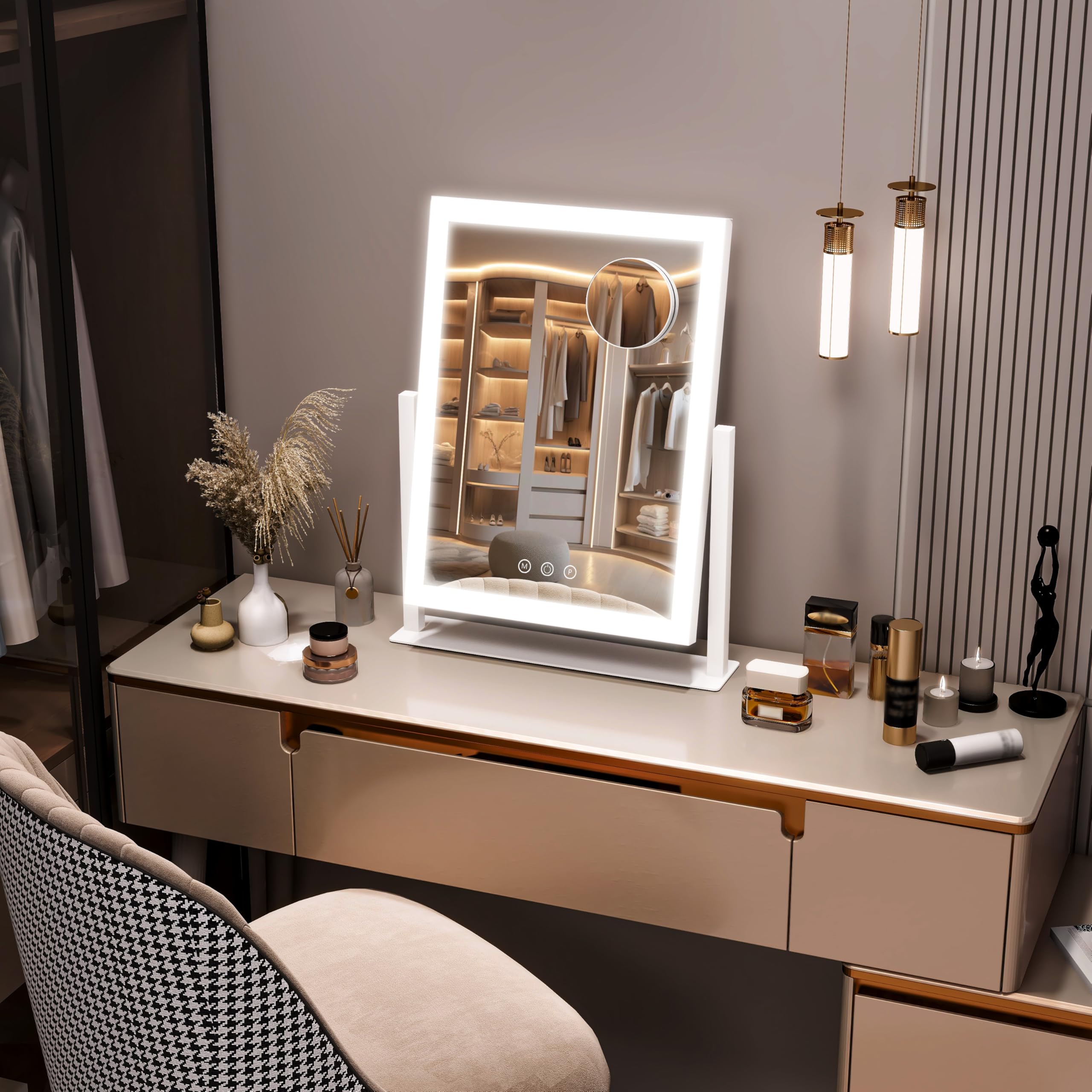 STAISE Miroir Hollywood au design glamour et fini élégant.