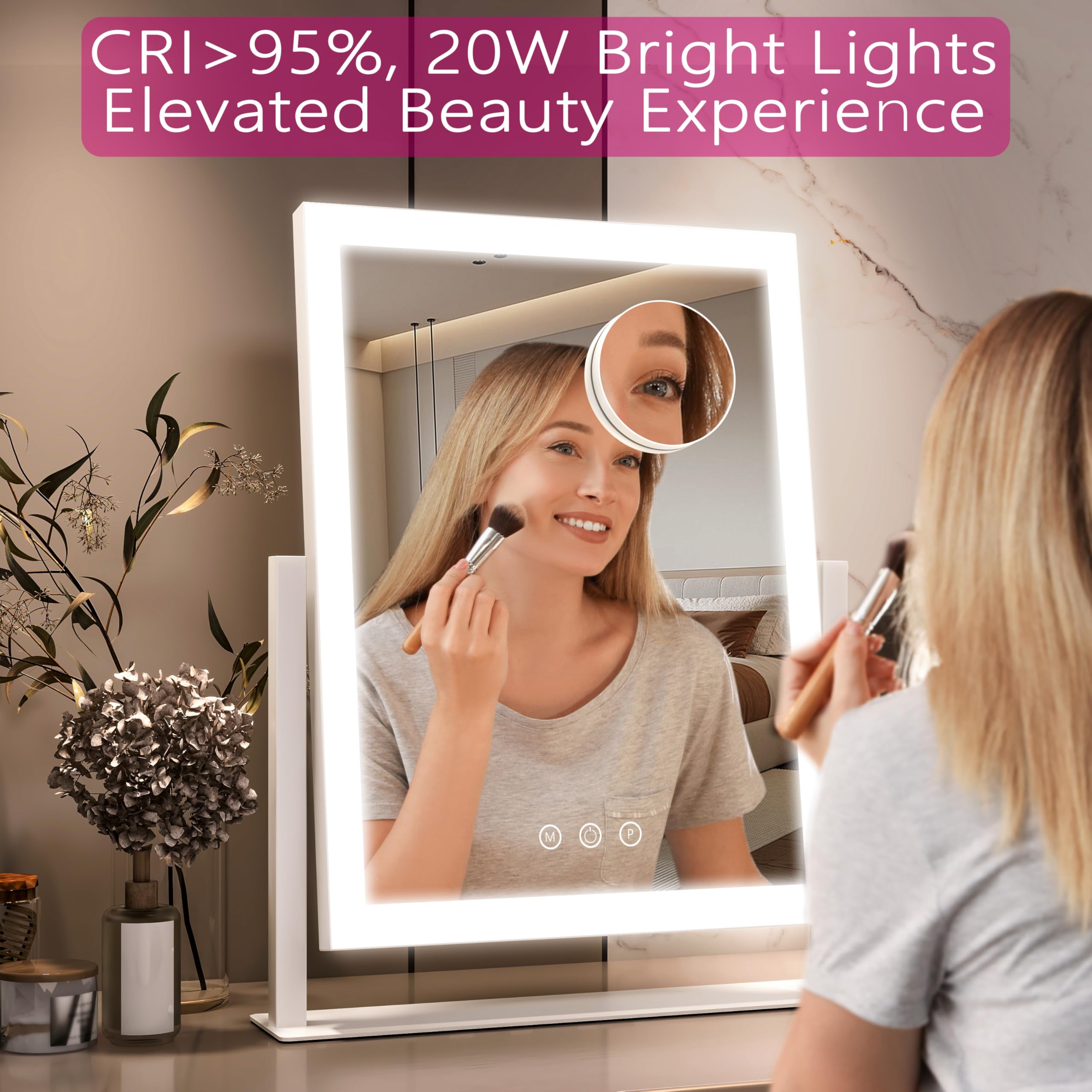 STAISE Miroir Hollywood dimmable pour varier l’éclairage selon l’ambiance.