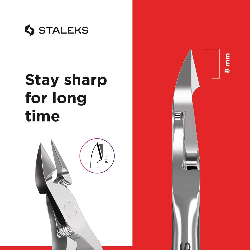 Staleks Classic pince-cuticules; ressort double assure une action fluide.