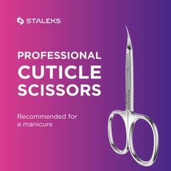 Staleks Pro ciseaux cuticule en acier inoxydable haute résistance pour durabilité accrue.