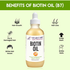 STAR CARE Huile Biotine pur — application sur le cuir chevelu pour nourrir sans obstruer les pores