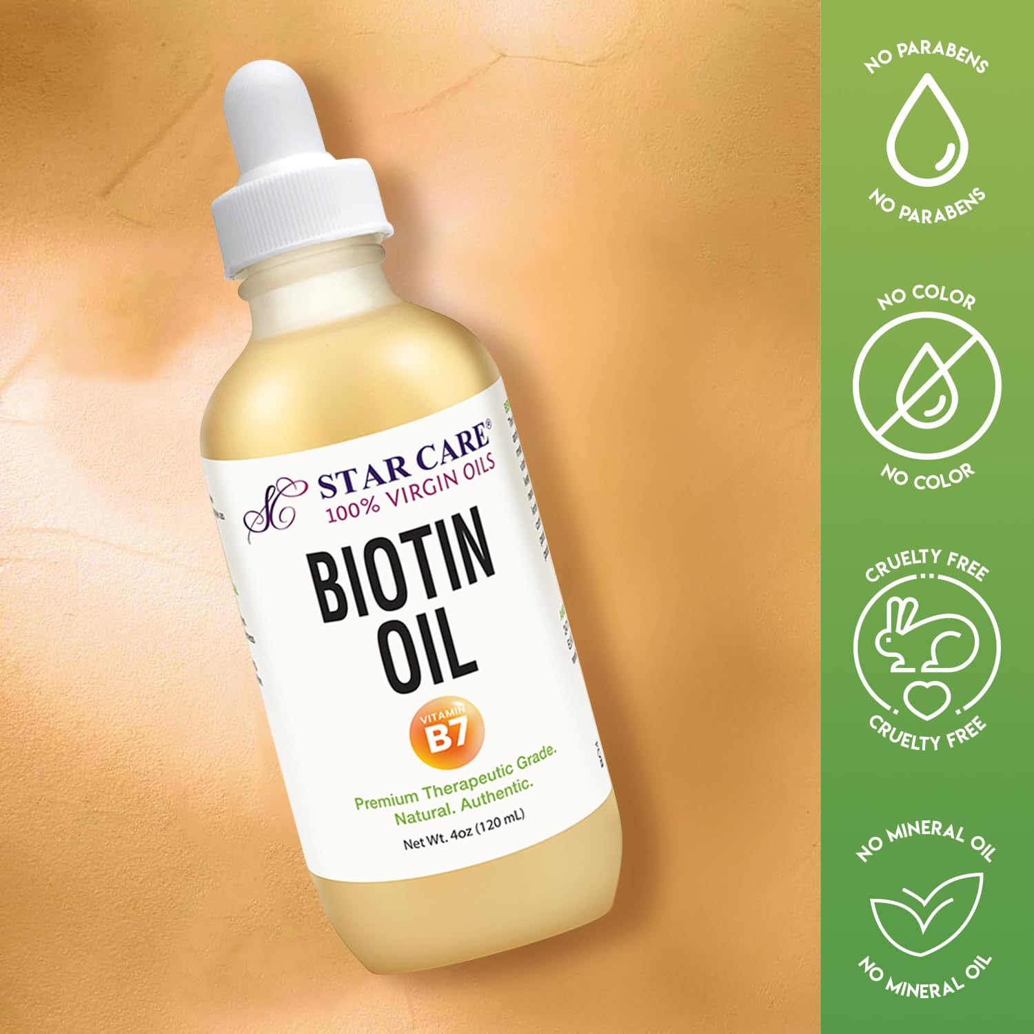 STAR CARE Huile Biotine pur — convient à tous les types de cheveux pour hydratation