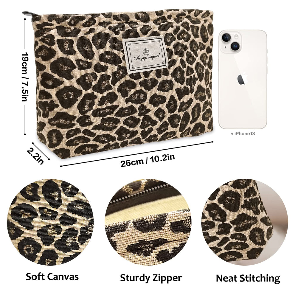 STARDW pochette maquillage leopard brun, rangement rapide et accessible.