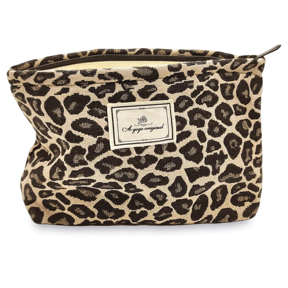 STARDW sac maquillage leopard brun, grande capacité idéale pour les voyages et l'organisation.