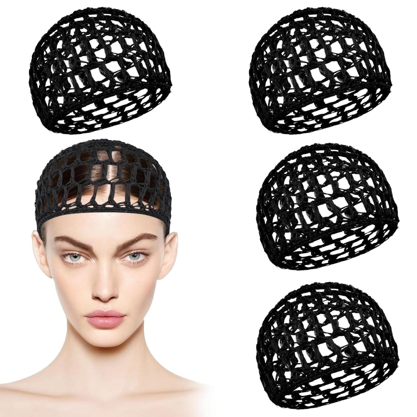 Starfa Lab: ensemble de 4 bonnets mailles noirs, pratique pour rotation quotidienne.
